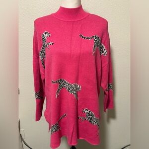 Pink snow leopard sweater size S